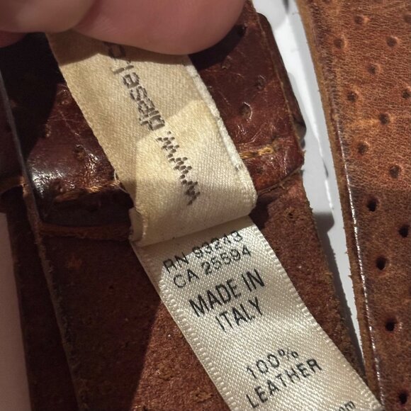 DIESEL Y2K Perforated Leather Belt 100cm Men's Large L Dark Brown Made in Italy - Picture 7 of 8